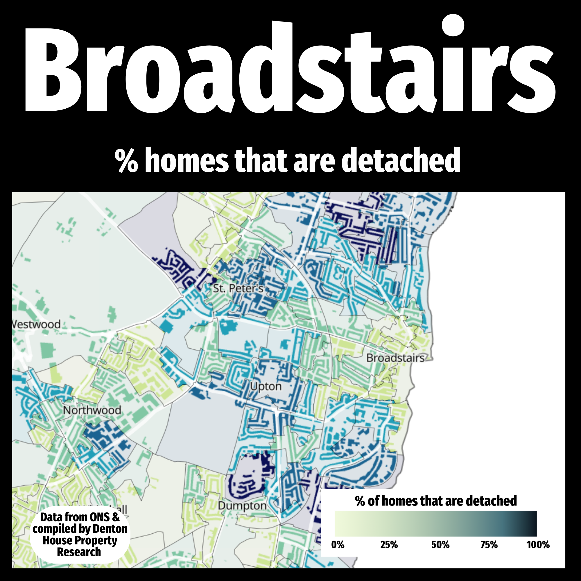 Heatmap of detached homes in Broadstairs