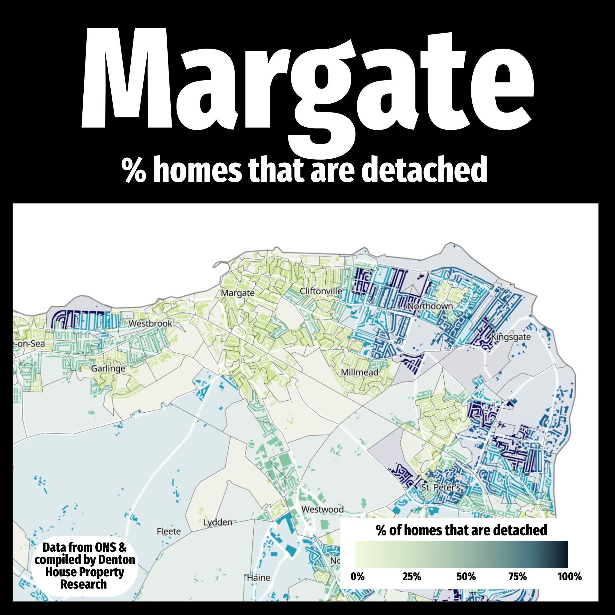 Heatmap of detached homes in Margate